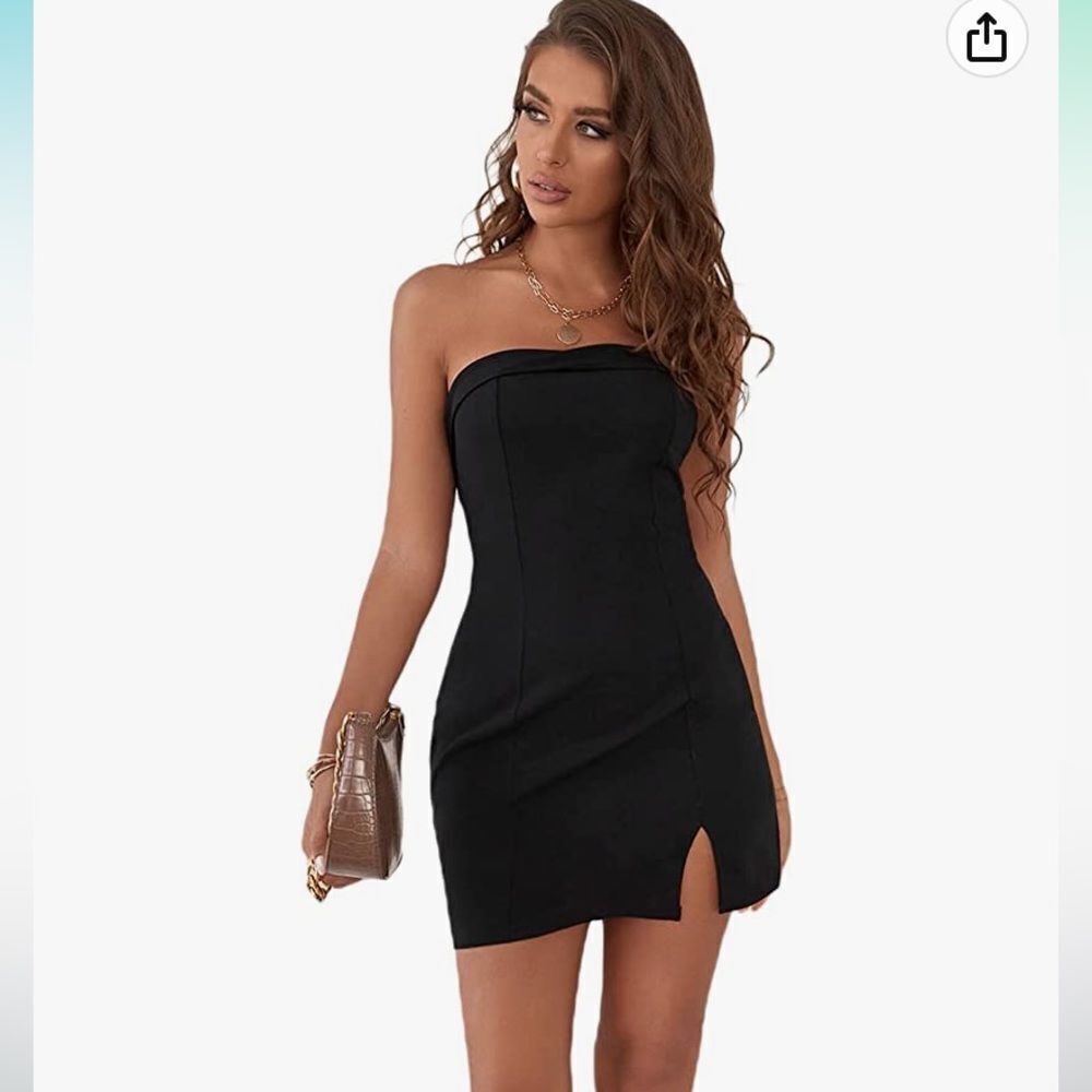 New without Tags Wdirara‎ Brand Black Strapless Tube BodyCon Mini Dress Large